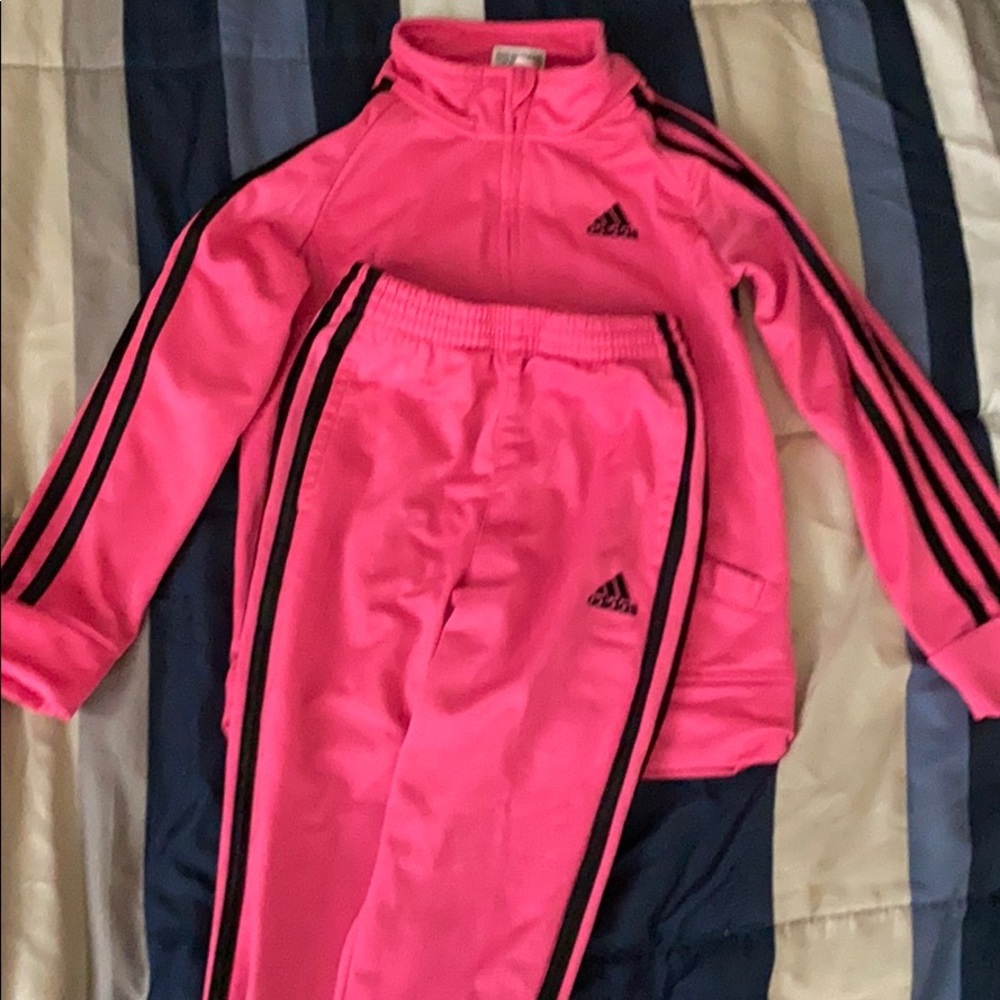 Pink Adidas Gitls Tracksuit